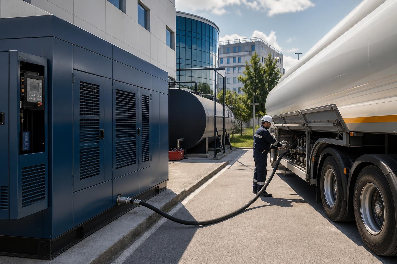 Dizel jeneratör yakıt tankına güvenli motorin teslimatı