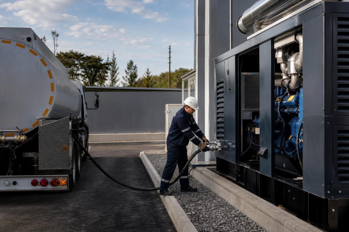 Dizel jeneratör yakıt tankına güvenli motorin teslimatı