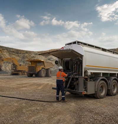 Maden sahasındaki ağır iş makinelerine motorin tedariği