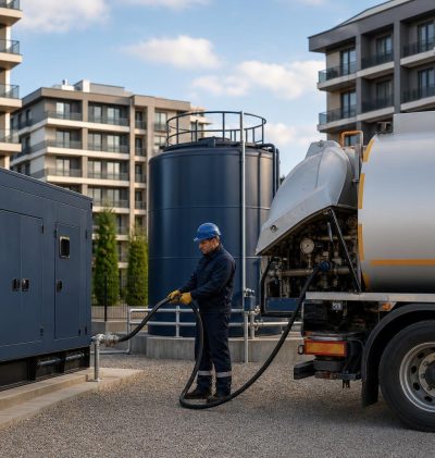 Dizel jeneratör yakıt tankına güvenli motorin teslimatı